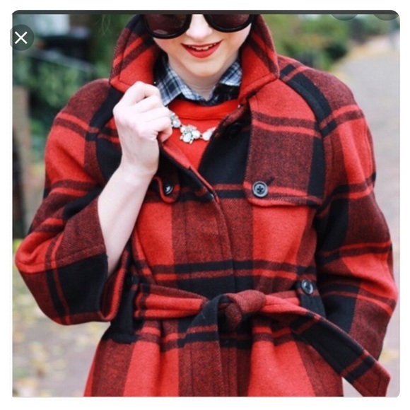 red black checkered coat